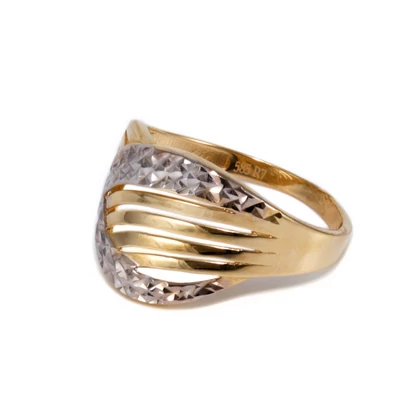 Bicolor vésett lemez arany gyűrű Bicolor vésett lemez arany gyűrű