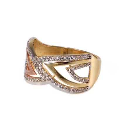 Bicolor áttört köves arany gyűrű Bicolor áttört köves arany gyűrű