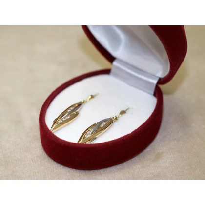 Felújított arany bicolor köves lógós fülbevaló Felújított arany bicolor köves lógós fülbevaló