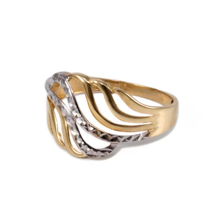 Bicolor áttört vésett hullámos arany gyűrű Bicolor áttört vésett hullámos arany gyűrű