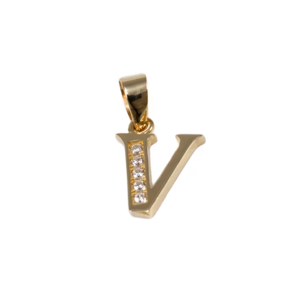 Köves V betű arany medál 