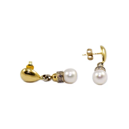 Köves gyöngyös lógós arany fülbevaló