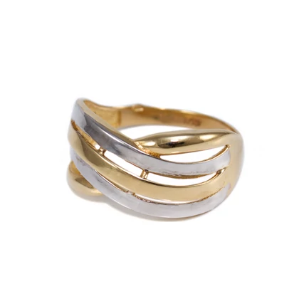 Bicolor áttört hullámos arany gyűrű