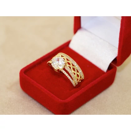 Új arany szoliter + kősoros gyűrű Új arany szoliter + kősoros gyűrű