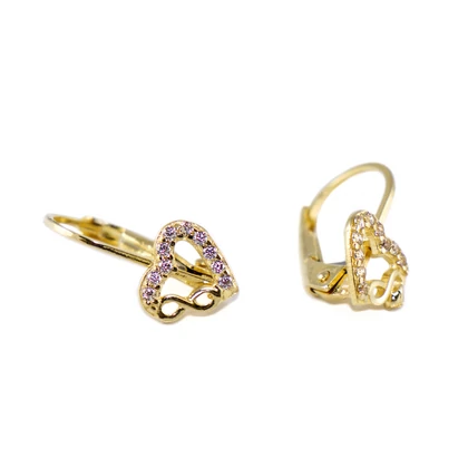 Köves arany szív fülbevaló