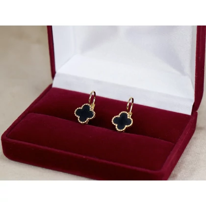 Új arany fekete köves lóhere fülbevaló Új arany fekete köves lóhere fülbevaló