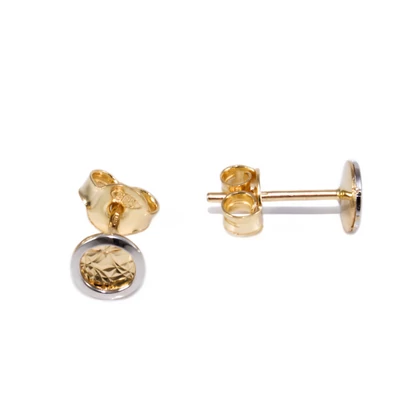 Bicolor vésett kerek arany fülbevaló  Bicolor vésett kerek arany fülbevaló