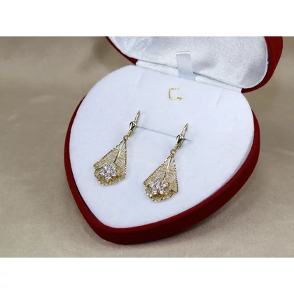 Felújított köves arany fülbevaló áttört mintával Felújított köves arany fülbevaló áttört mintával