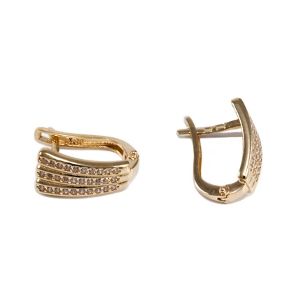 Köves legyező arany fülbevaló 