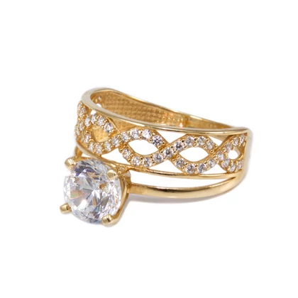 2 az 1-ben arany áttört arany eljegyzési gyűrű 2 az 1-ben arany áttört arany eljegyzési gyűrű