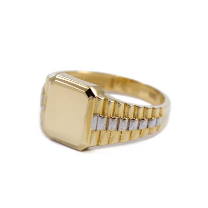 Bicolor arany szögletes pecsétgyűrű