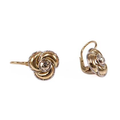 Bicolor vésett virág arany fülbevaló 