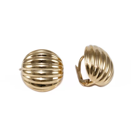 Sávos kerek arany fülbevaló 