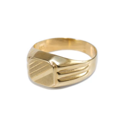 Fényes és matt sávos arany pecsétgyűrű 