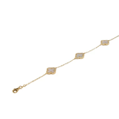 Gyöngyház betétes virágos arany karlánc