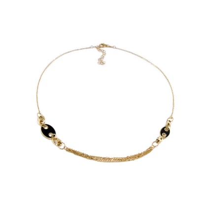 Anker lánc fekete zománcos betétekkel