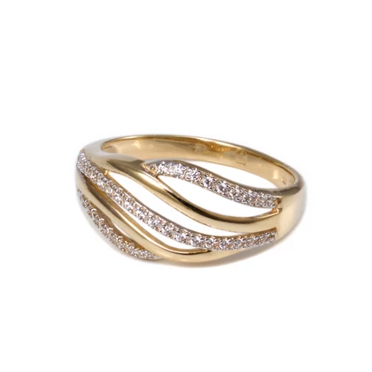 Köves hullámos arany gyűrű 