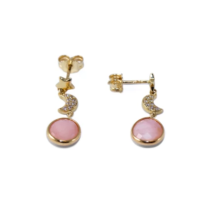 Rózsakvarc arany fülbevaló