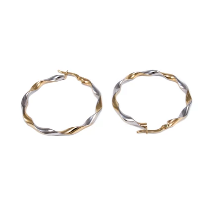 Bicolor csavart arany karika fülbevaló