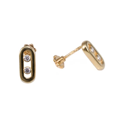 Ovális köves bedugós arany fülbevaló