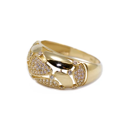 Áttört sárga arany köves gyűrű