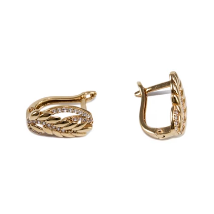 Köves levél arany fülbevaló 