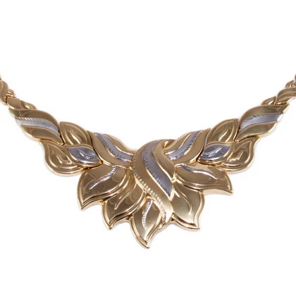 Bicolor vésett matt virágos arany nyakék 