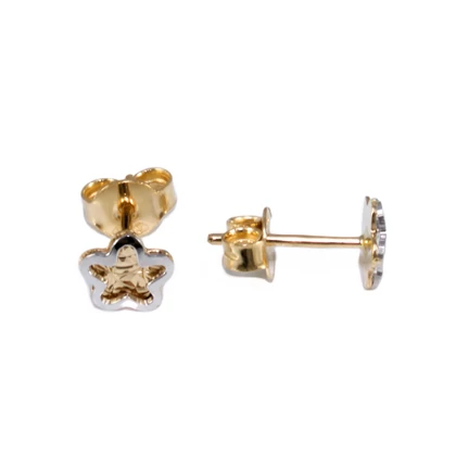 Bicolor vésett virág arany fülbevaló