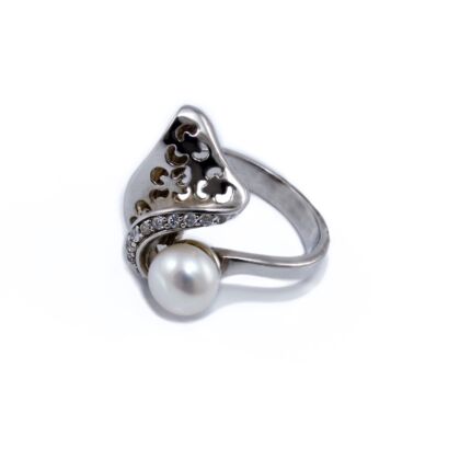 Gyöngyös-köves ezüst gyűrű
