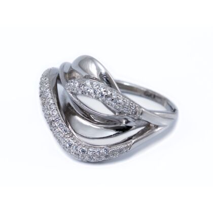 Köves hullámos ezüst fantáziagyűrű