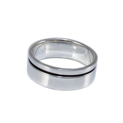 Antikolt sávos ezüst karikagyűrű