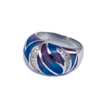 Zománcos-köves ezüst gyűrű
