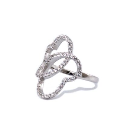 Köves áttört pillangó ezüst gyűrű