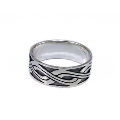 Csavart mintás antikolt férfi ezüst karikagyűrű