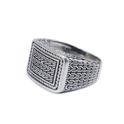 Antikolt mintás ezüst pecsétgyűrű