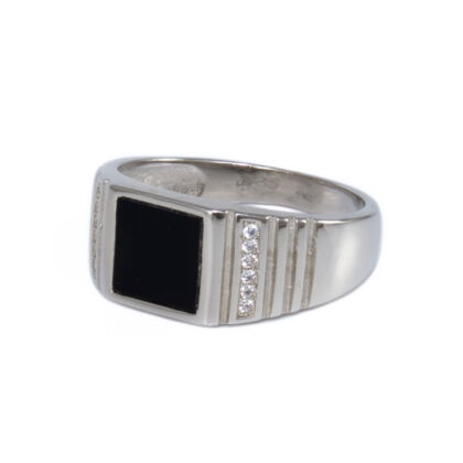 Fekete-fehér köves ezüst pecsétgyűrű