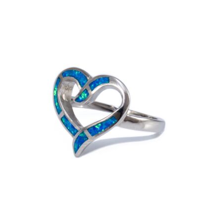 Opál köves szív ezüst gyűrű 