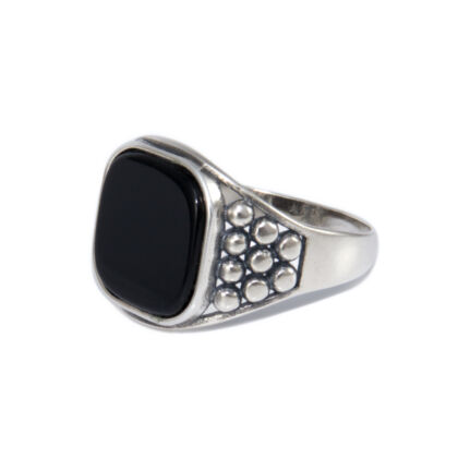 Fekete köves ezüst pecsétgyűrű