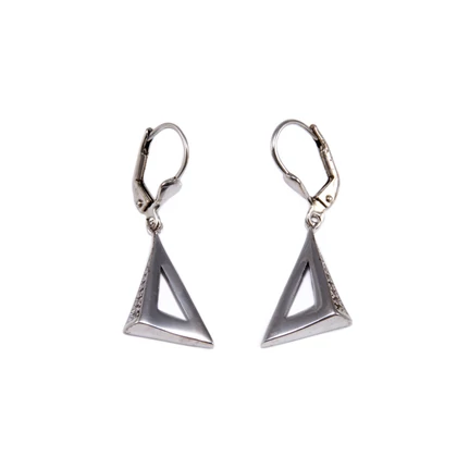 Köves háromszög ezüst fülbevaló 