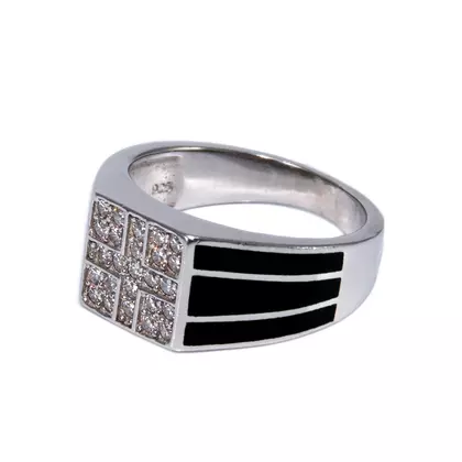 Szögletes köves ezüst pecsétgyűrű 