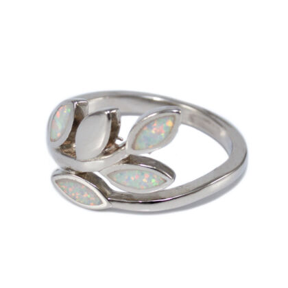 Opálos-leveles ezüst gyűrű