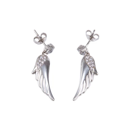 Köves angyalszárny ezüst fülbevaló 