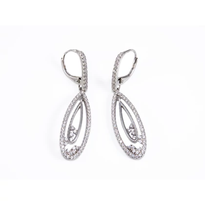 Köves ovális lógós ezüst fülbevaló 