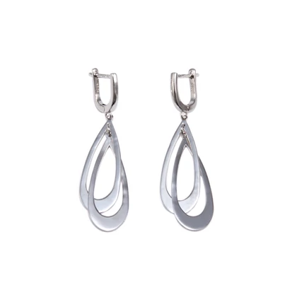 Köves ovális lógós ezüst fülbevaló 