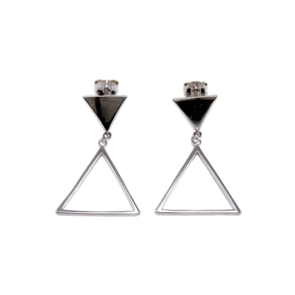 Lógós háromszög ezüst fülbevaló 