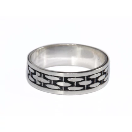 Antikolt mintás ezüst karikagyűrű 