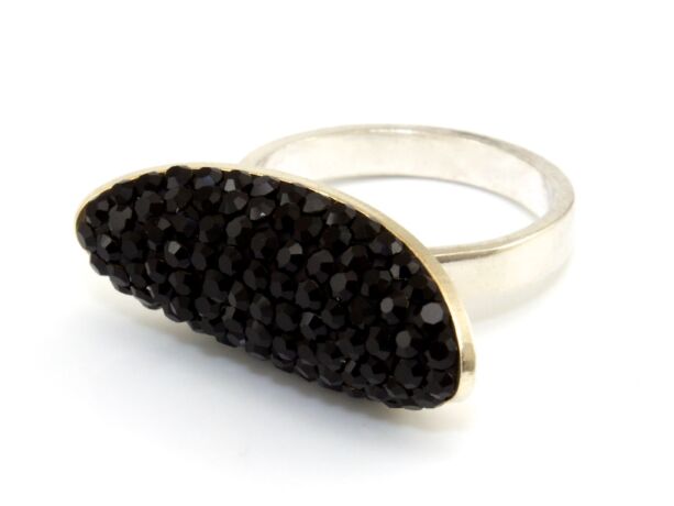 Fekete swarovski köves női ezüst gyűrű