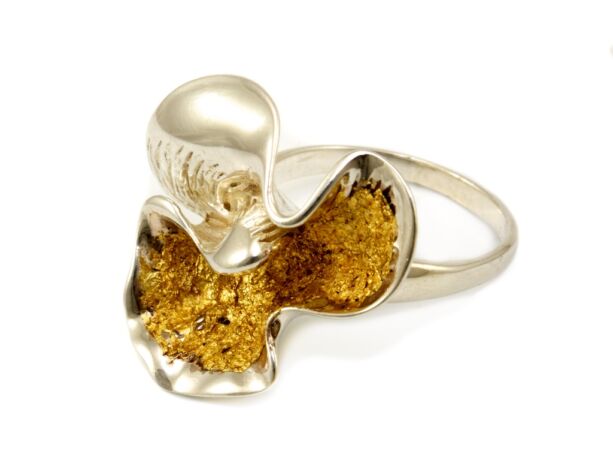 Aranyozott virág ezüst gyűrű