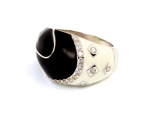 Fekete-fehér női ezüst gyűrű