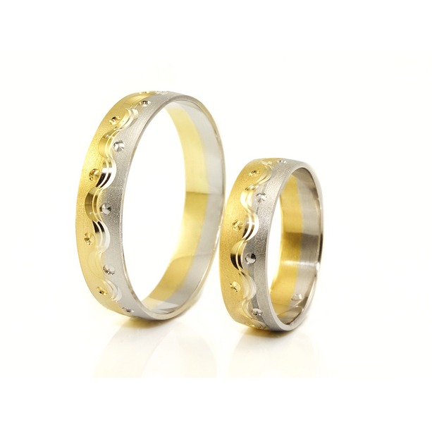 Bicolor vésett arany karikagyűrű